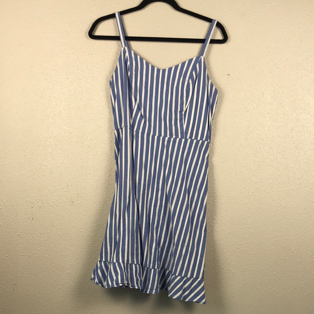 Old Navy Blue & White Striped Dress Medium